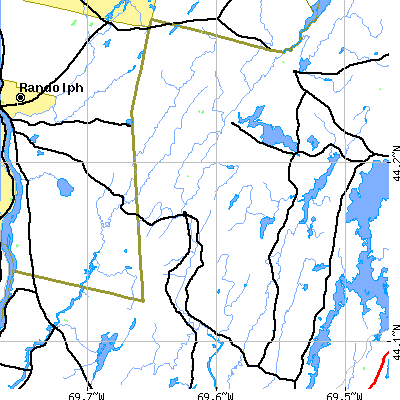 Zip code 04353 close-up map