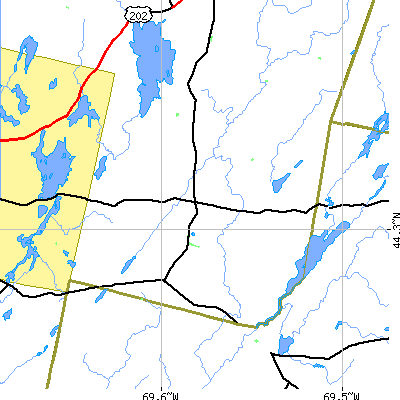 Zip code 04363 close-up map