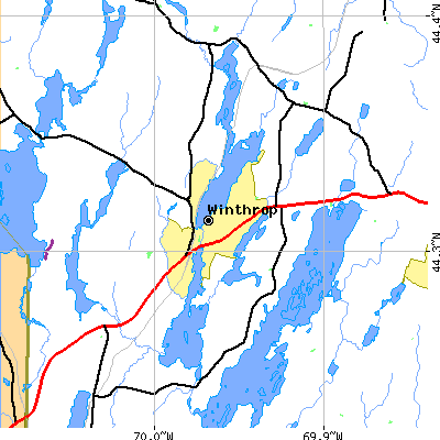 Zip code 04364 close-up map