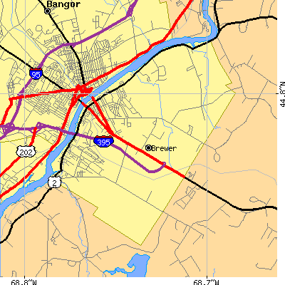 Zip code 04412 close-up map