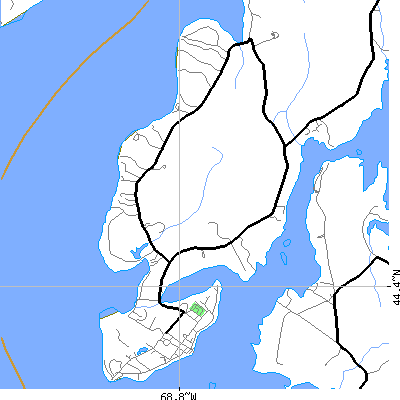 Zip code 04421 close-up map
