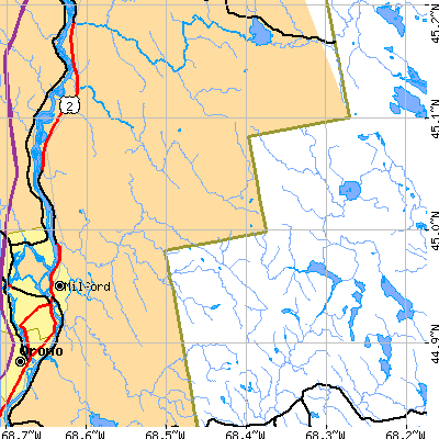 Zip code 04423 close-up map