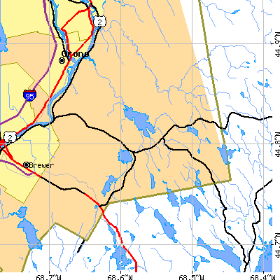 Zip code 04428 close-up map