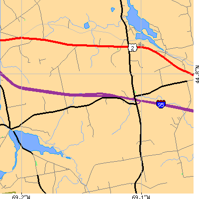 Zip code 04434 close-up map