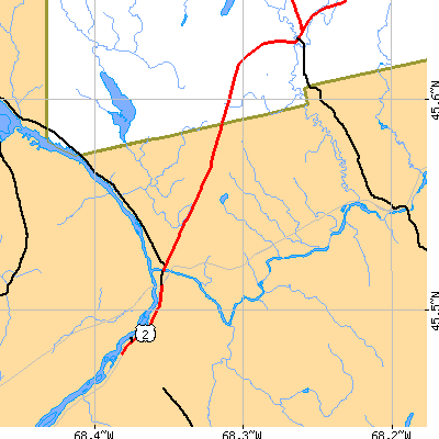 Zip code 04459 close-up map