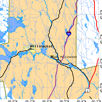 Zip code 04460 close-up map
