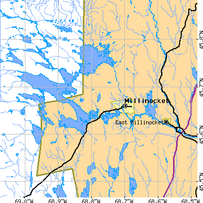 Zip code 04462 close-up map