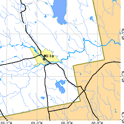 Zip code 04463 close-up map