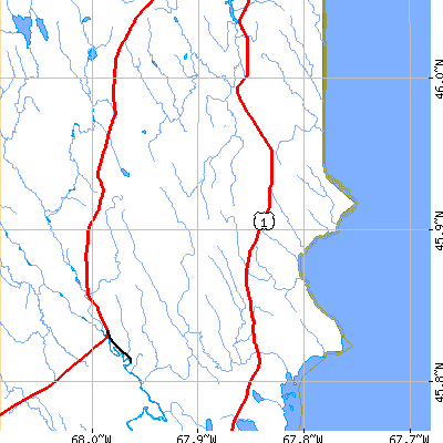 Zip code 04471 close-up map