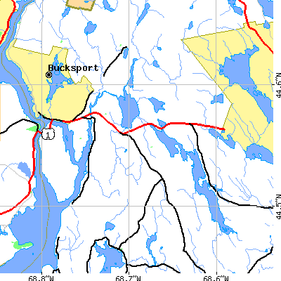 Zip code 04472 close-up map