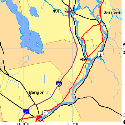 Zip code 04473 close-up map