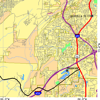 Zip code 35226 close-up map