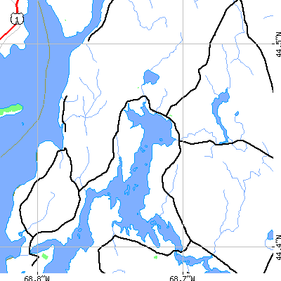 Zip code 04476 close-up map
