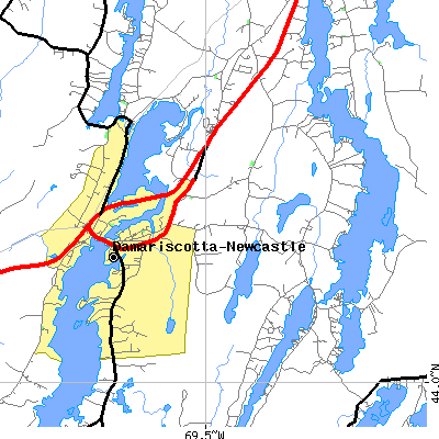 Zip code 04543 close-up map