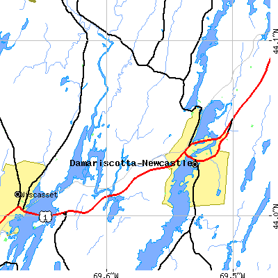 Zip code 04553 close-up map