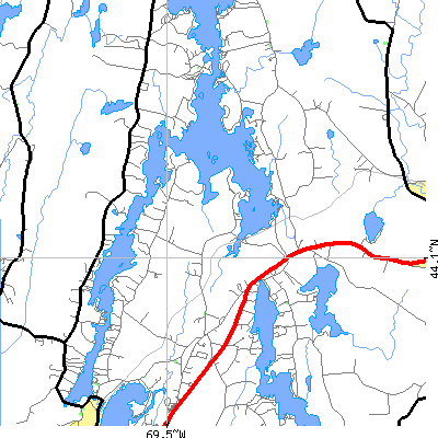 Zip code 04555 close-up map