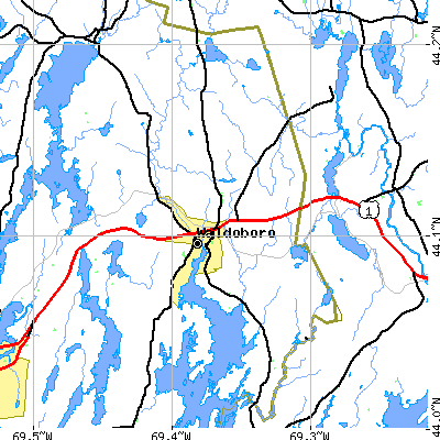 Zip code 04572 close-up map
