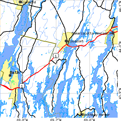 Zip code 04578 close-up map
