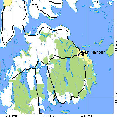 Zip code 04609 close-up map