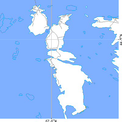 Zip code 04611 close-up map
