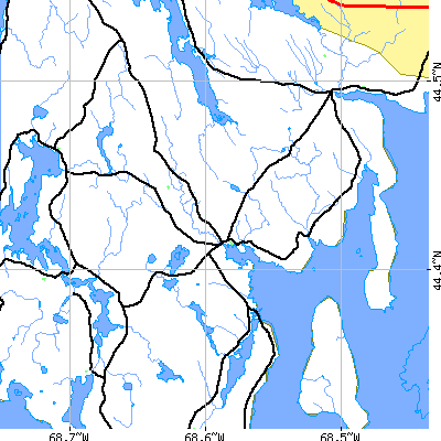 Zip code 04614 close-up map