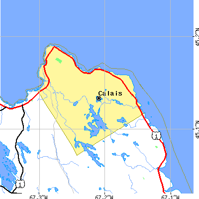 Zip code 04619 close-up map