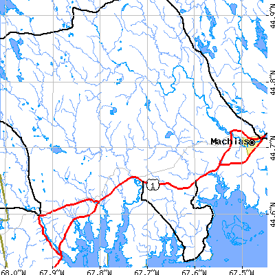 Zip code 04623 close-up map