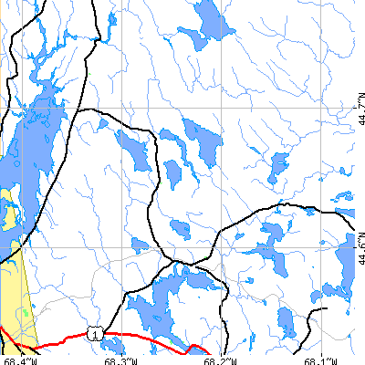 Zip code 04634 close-up map