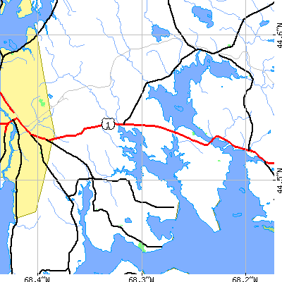 Zip code 04640 close-up map