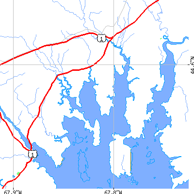 Zip code 04643 close-up map