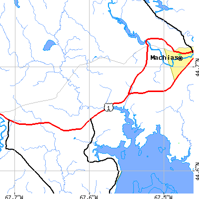 Zip code 04648 close-up map