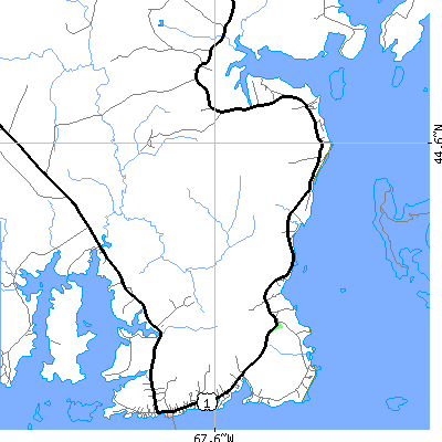 Zip code 04649 close-up map