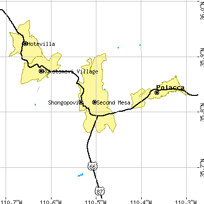 Zip code 86043 close-up map