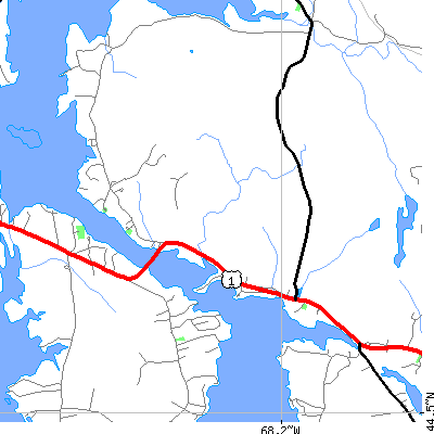 Zip code 04664 close-up map