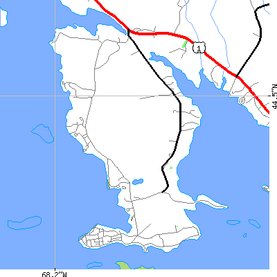 Zip code 04677 close-up map
