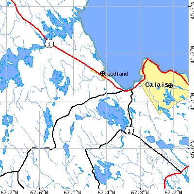 Zip code 04694 close-up map