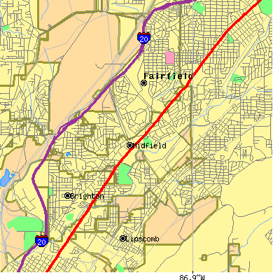 Zip code 35228 close-up map