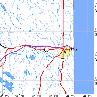 Zip code 04730 close-up map