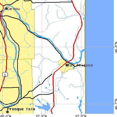 Zip code 04742 close-up map