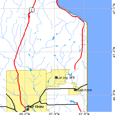Zip code 04750 close-up map