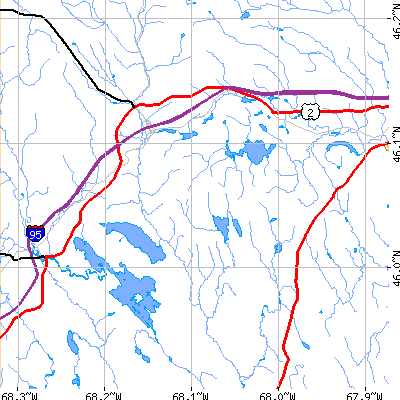 Zip code 04763 close-up map