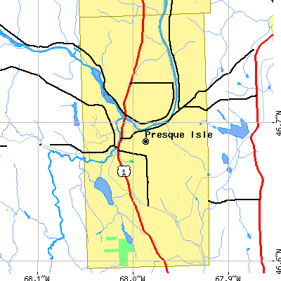 Zip code 04769 close-up map