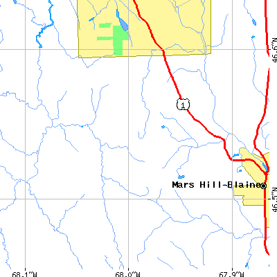 Zip code 04787 close-up map