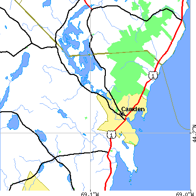 Zip code 04843 close-up map
