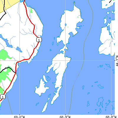 Zip code 04848 close-up map