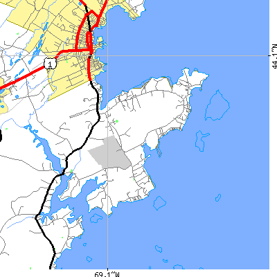 Zip code 04854 close-up map
