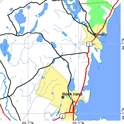 Zip code 04856 close-up map