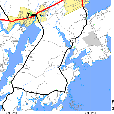 Zip code 04858 close-up map