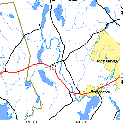 Zip code 04864 close-up map