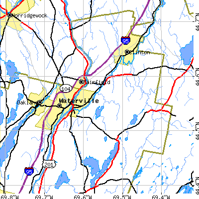 Zip code 04901 close-up map